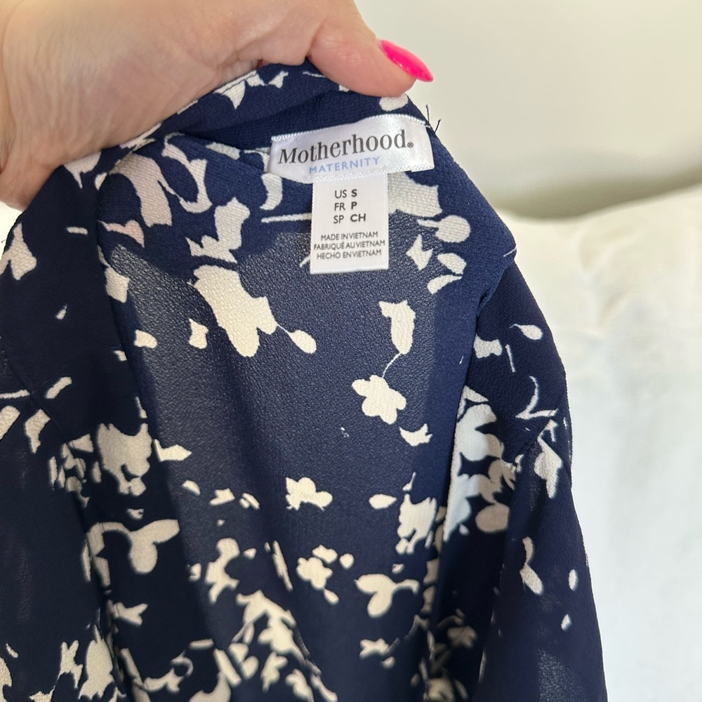 Motherhood Maternity Navy Floral wrap dress
